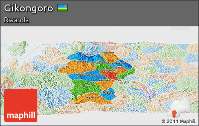 Political Panoramic Map of Gikongoro, lighten
