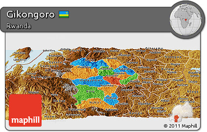 Political Panoramic Map of Gikongoro, physical outside