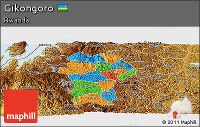 Political Panoramic Map of Gikongoro, physical outside