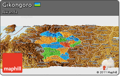Political Panoramic Map of Gikongoro, physical outside