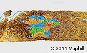 Political Panoramic Map of Gikongoro, physical outside