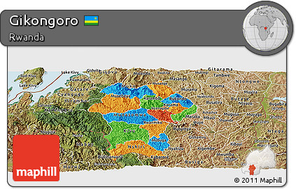 Political Panoramic Map of Gikongoro, satellite outside