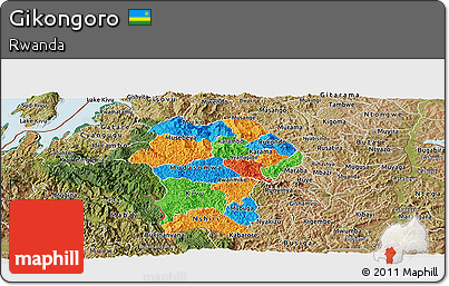 Political Panoramic Map of Gikongoro, satellite outside