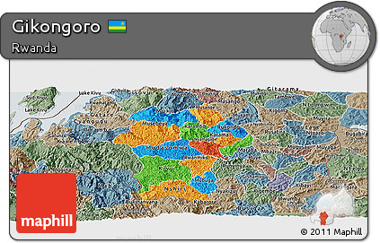 Political Panoramic Map of Gikongoro, semi-desaturated
