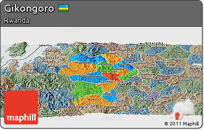 Political Panoramic Map of Gikongoro, semi-desaturated