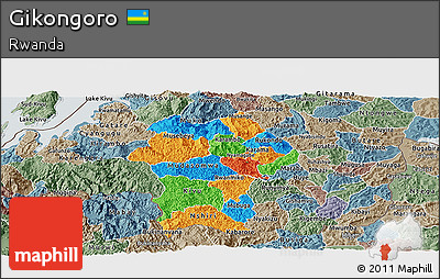 Political Panoramic Map of Gikongoro, semi-desaturated