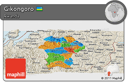Political Panoramic Map of Gikongoro, shaded relief outside