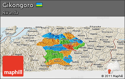 Political Panoramic Map of Gikongoro, shaded relief outside