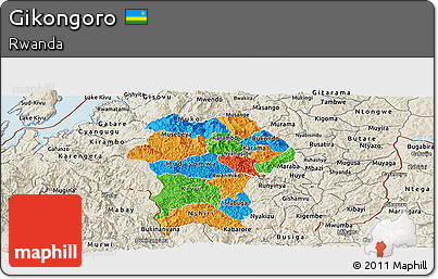 Political Panoramic Map of Gikongoro, shaded relief outside