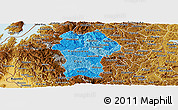 Political Shades Panoramic Map of Gikongoro, physical outside
