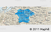 Political Shades Panoramic Map of Gikongoro, shaded relief outside