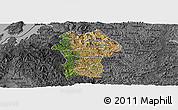 Satellite Panoramic Map of Gikongoro, darken, desaturated