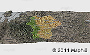 Satellite Panoramic Map of Gikongoro, darken, semi-desaturated