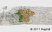 Satellite Panoramic Map of Gikongoro, lighten, semi-desaturated