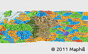 Satellite Panoramic Map of Gikongoro, political outside