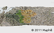 Satellite Panoramic Map of Gikongoro, semi-desaturated