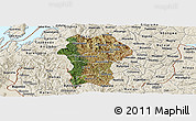 Satellite Panoramic Map of Gikongoro, shaded relief outside