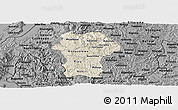 Shaded Relief Panoramic Map of Gikongoro, darken, desaturated