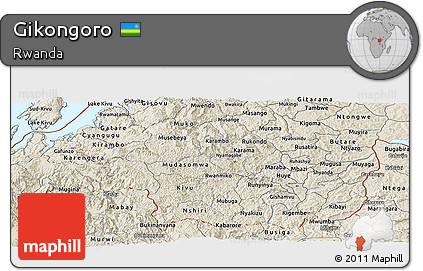 Shaded Relief Panoramic Map of Gikongoro