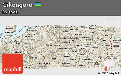 Shaded Relief Panoramic Map of Gikongoro
