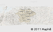 Shaded Relief Panoramic Map of Gikongoro, lighten