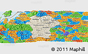 Shaded Relief Panoramic Map of Gikongoro, political outside