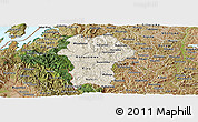 Shaded Relief Panoramic Map of Gikongoro, satellite outside