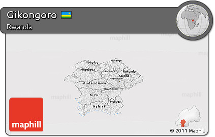 Silver Style Panoramic Map of Gikongoro, single color outside