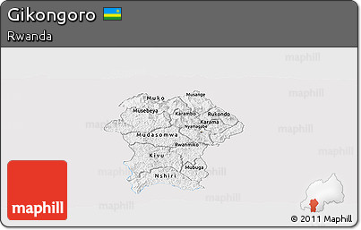 Silver Style Panoramic Map of Gikongoro, single color outside