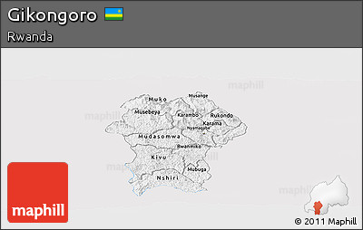 Silver Style Panoramic Map of Gikongoro, single color outside