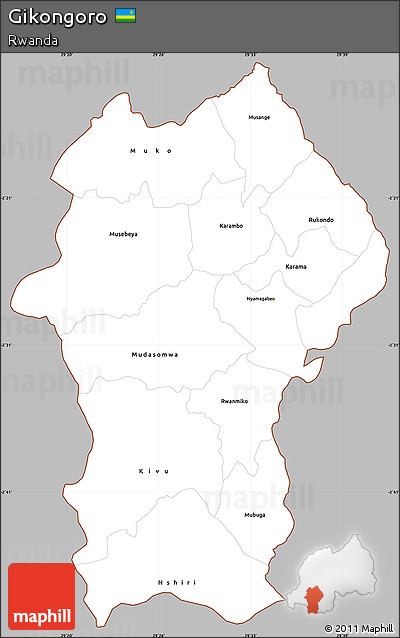Gray Simple Map of Gikongoro, cropped outside