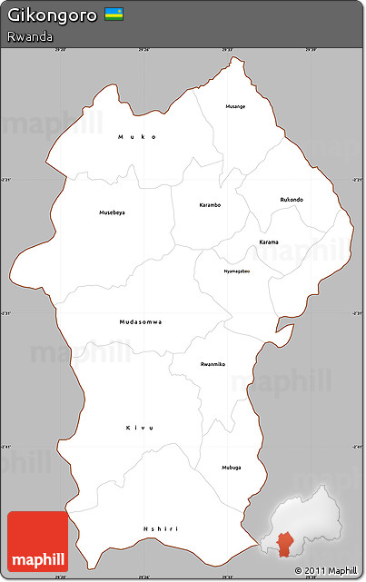 Gray Simple Map of Gikongoro, cropped outside