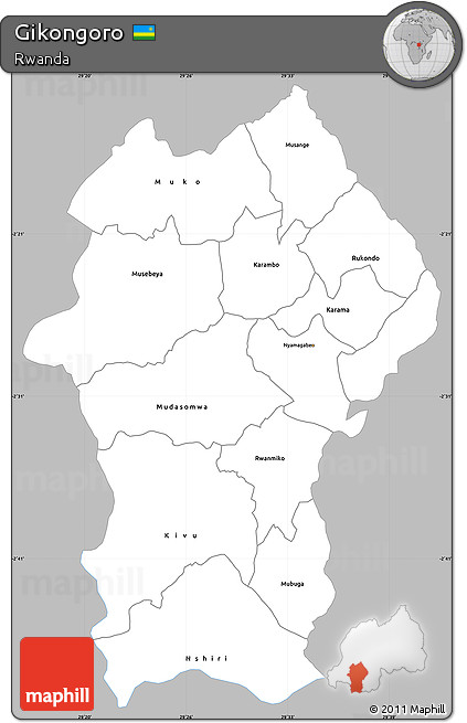 Gray Simple Map of Gikongoro, single color outside