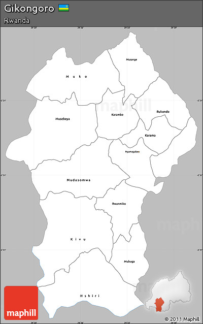 Gray Simple Map of Gikongoro, single color outside