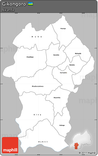 Gray Simple Map of Gikongoro, single color outside