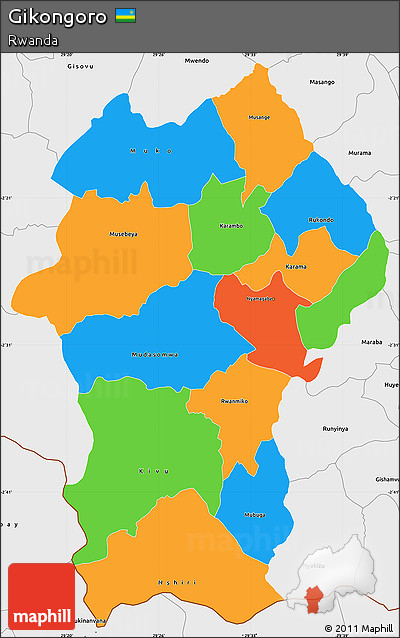 Political Simple Map of Gikongoro, single color outside, borders and labels