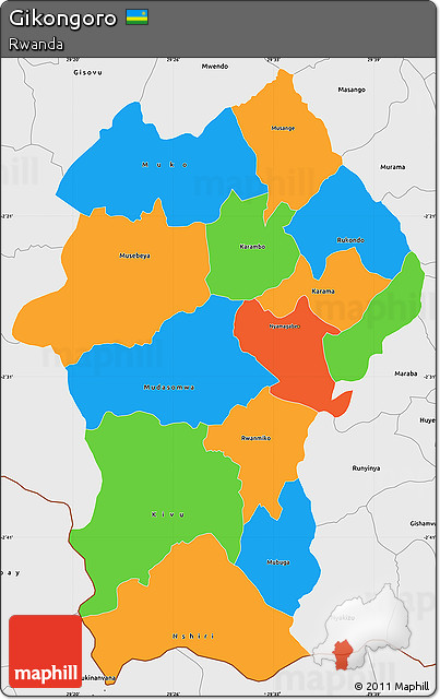 Political Simple Map of Gikongoro, single color outside, borders and labels