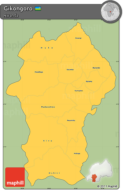 Savanna Style Simple Map of Gikongoro, cropped outside