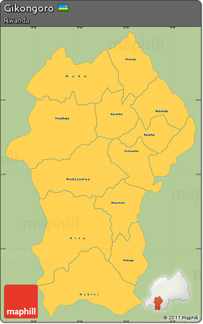 Savanna Style Simple Map of Gikongoro, single color outside