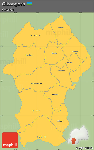 Savanna Style Simple Map of Gikongoro, single color outside