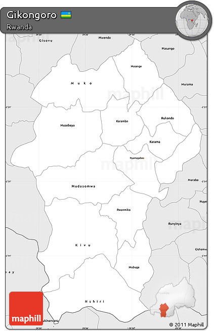 Silver Style Simple Map of Gikongoro