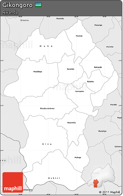 Silver Style Simple Map of Gikongoro