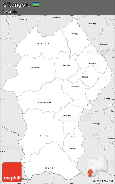 Silver Style Simple Map of Gikongoro