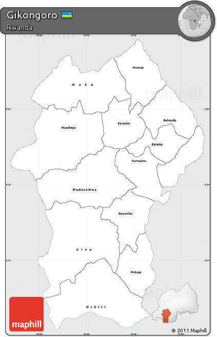 Silver Style Simple Map of Gikongoro, single color outside