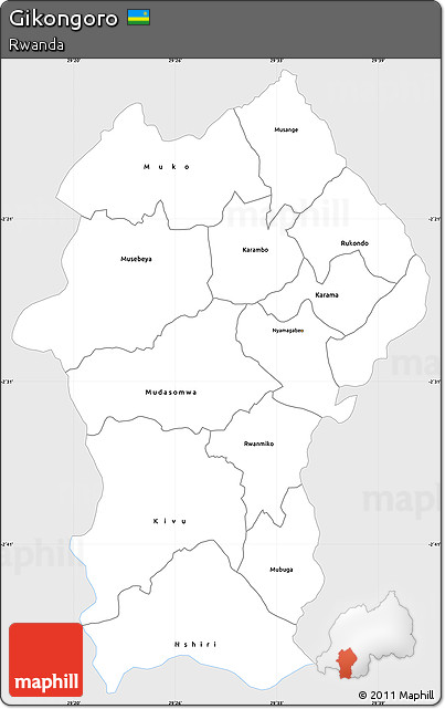 Silver Style Simple Map of Gikongoro, single color outside