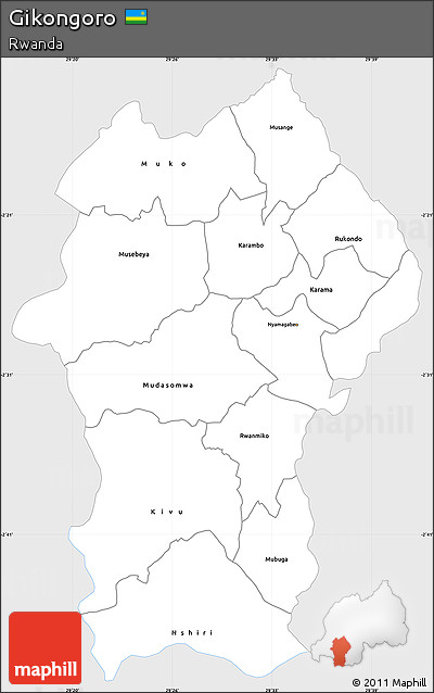 Silver Style Simple Map of Gikongoro, single color outside