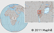 Gray Location Map of Gisenyi, hill shading
