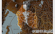 Physical Map of Gisenyi, darken