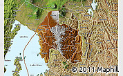 Physical Map of Gisenyi, satellite outside