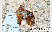 Physical Map of Gisenyi, shaded relief outside